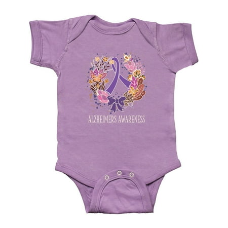 

Inktastic Alzheimers Awareness Ribbon Wreath Gift Baby Boy or Baby Girl Bodysuit