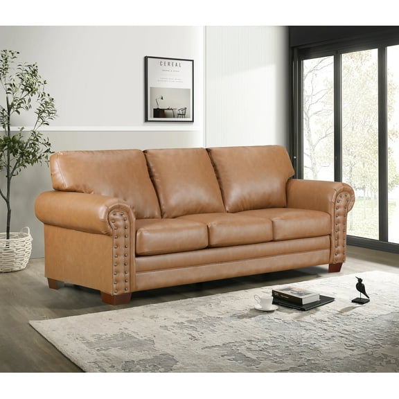 American Furniture Classics Vegan Leather Rolled Arm Sleeper Sofa