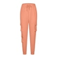 thumbnail image 4 of safuny Women's Skinny Cargo Cuff Pants Solid Retro Clothing Summer Mid Rise Comfy Trousers Fashion Casual Workout Orange L, 4 of 6