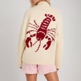 thumbnail image 2 of HCYSFG Womens Lobster Graphic Cardigan Sweater V Neck Button Front Long Sleeve Relaxed Fit Knit Casual Everyday Layering Tops, 2 of 9
