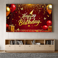 thumbnail image 7 of Red Glittery Background Happy Birthday Banner with Balloons Gifts Butterflies Party Supplies Birthday Party Decorations Photography Props, 7 of 7