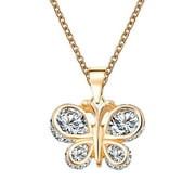 Kids' Crystal Butterfly Pendants in 18K Gold Plating Pink