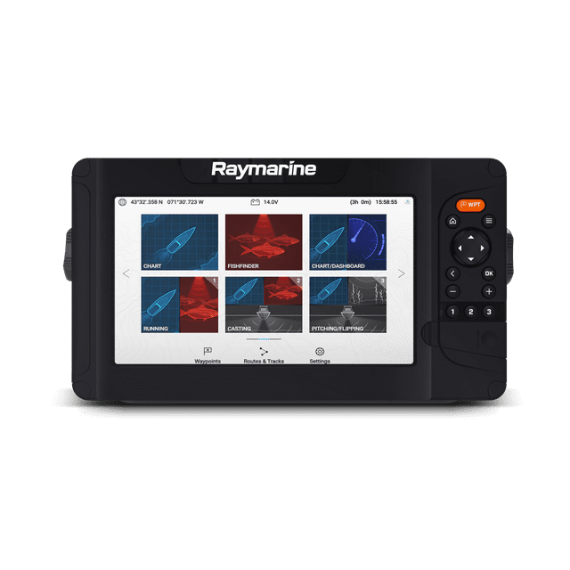 Raymarine Chart Plotter E70534-00-NAG Element 9 HV; Navionics USA And Coastal Canada Charts; 9 Inch Display; WVGA 800 x 480 Pixels Resolution; Keypad Interface; IPX6/IPX7 Waterproof