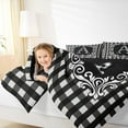 thumbnail image 4 of Feelyou Buffalo Letter A Bedding Comforter Set for Kids, Black White Plaid Twin Comforter Sets, Retro Damask Floral Reversible Bedding Set, Breathable Home Decor, 2-Piece, 4 of 8