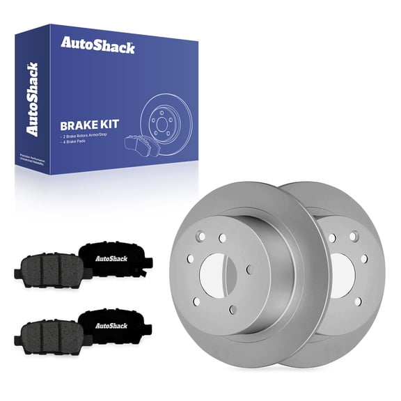 AutoShack Rear Solid Coated Brake Rotors   Premium Ceramic Pads 6-PC Brake Kit Replacement for 2007-2009 Nissan Altima 2007-2012 Nissan Sentra ArmorStop 11.48" (291.6 mm)