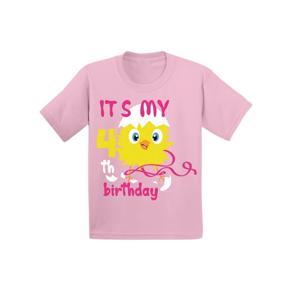Awkward Styles 4th Birthday T-shirt It's My Fourth Birthday Chick Toddler Shirt for Girls
