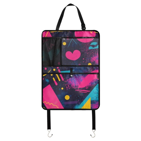 Abstract vibrant geometric art Car Seat Back Kick Protectors,51 Pack Kick Mats with Storage Pockets for Vehicles to Protect from Dirt, Mud & Scratches