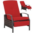 thumbnail image 1 of Outsunny Rattan Outdoor Recliner Chair, Patio Lounge Chair, Wine Red, 1 of 10