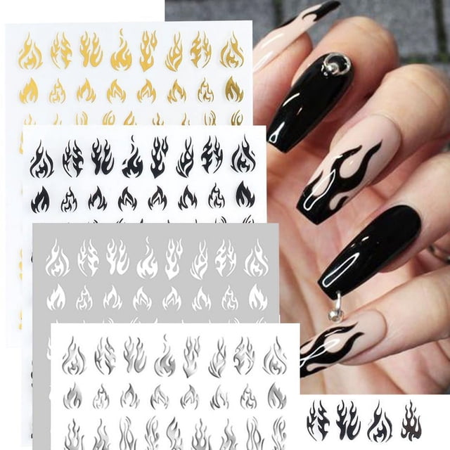 Calcomanías de arte de uñas con llamas para mujeres Calcomanías de uñas con llamas No tóxicas Autoadhesivas Decoración de uñas para manicura