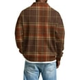 thumbnail image 3 of QHRMKOG Sweatshirt Men Relaxed Fit Vintage Plaid Pullover Casual Button Stand Up Collar Sweatshirt Warm Long Sleeve Tops Brown XL, 3 of 3