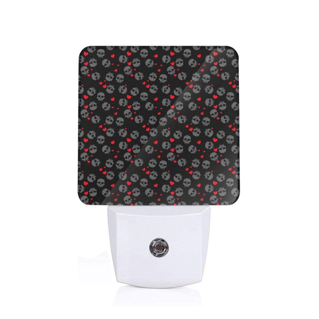 Balery Love Valentine's skull Luz Nocturna LED con Sensor Automático, Enchufe con Sensor Crepuscular, Luz Suave de 0.5W para Dormitorio, Pasillo, Baño-EU