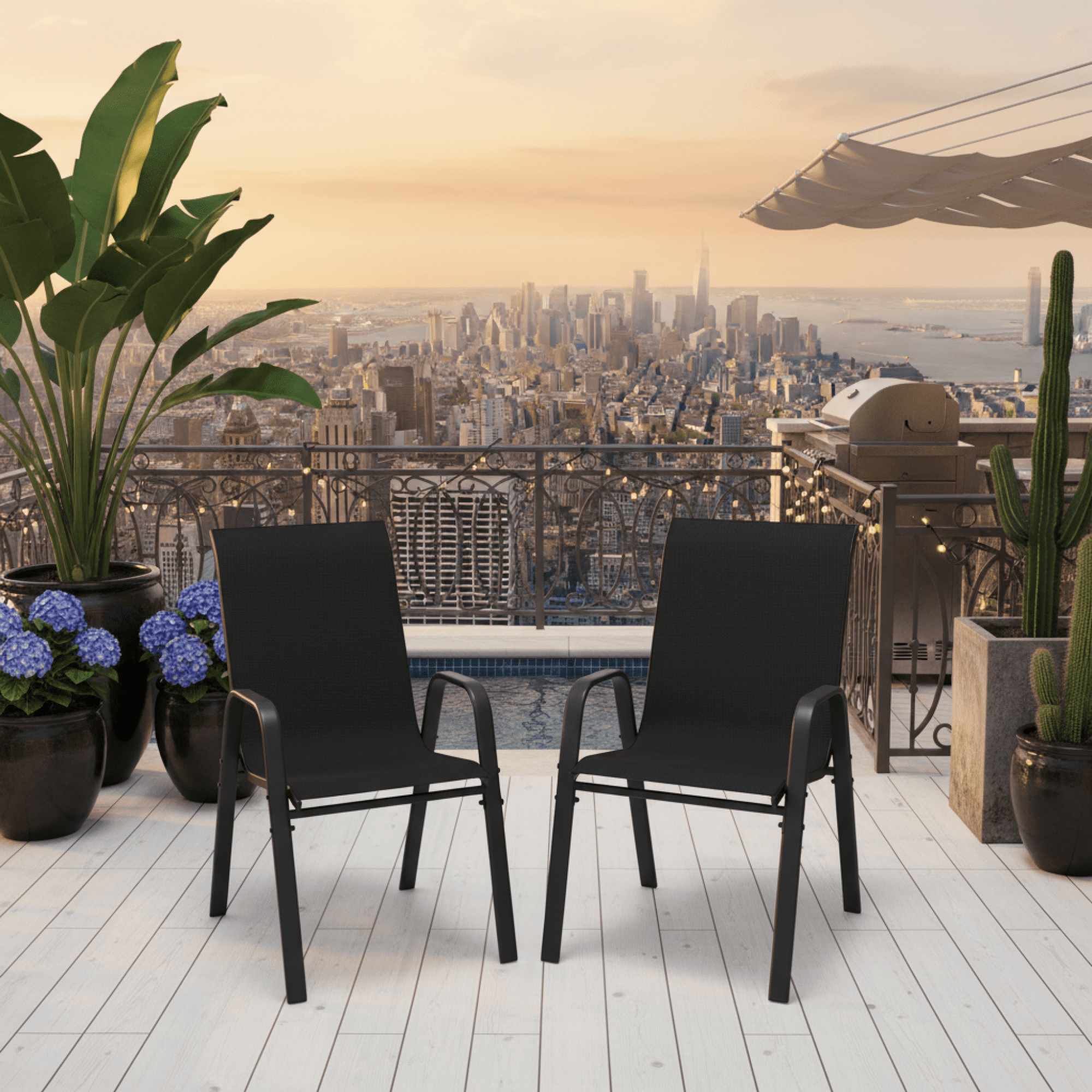 Leumius Patio Dining Chairs Set of 6, Textilene Outdoor Dining Chairs,Stackable & Heavy Duty for Patio, Garden, Banquet Hall