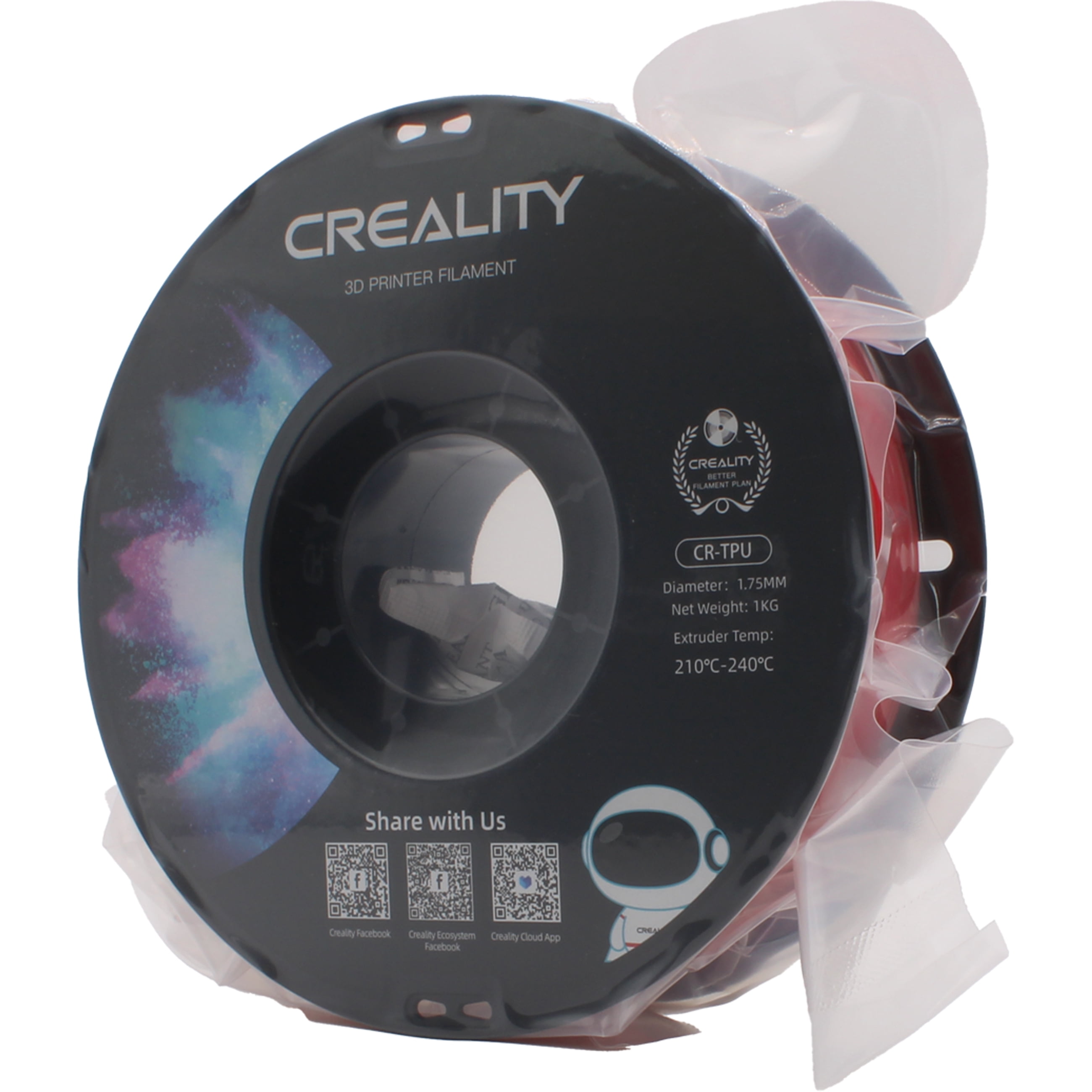 Creality 95A TPU 3D Filament 1.75mm Flexible & Durable High-Speed Printing Elastic TPU Use w FDM Printers for Soft Parts Red 1 Unit per pack