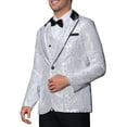 thumbnail image 4 of INSPIRE CHIC Men's Peak Lapel Disco Party Tuxedo Sequin Suit Jacket Metallic Sports Coat Blazer, 4 of 5