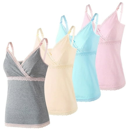 

4 Pack Women Nursing Tank Top Comfy Maternity Wireless Breastfeeding Camisole Pregnancy Vest