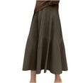 thumbnail image 2 of GERsome Women's High Waist A-line Flared Long Skirt Winter Fall Midi Knit Skirt, 2 of 9