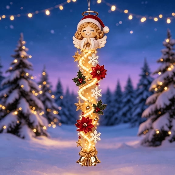 Light-Up Glowing Christmas Door Hanger, Whimsical Christmas Hanging Decor, Warm Glowing Light for Holiday Home & Gift Giving