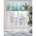 thumbnail image 5 of Ocean Starfish Valances for Windows Seabed Coral Shell Vintage Blue Texture Valance Rod Pocket Light Filtering Short Window Treatments Curtains for Kitchen Bathroom Living Room Bedroom, 42 x 12 Inch, 5 of 7
