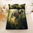 thumbnail image 5 of Homewish Jungle Dinosaur Bed Sheets,Vintage Wildlife Full Size Sheets,Green,4-Piece,1 Flat Sheet, 1 Fitted Sheet and 2 Pillowcases, 5 of 6