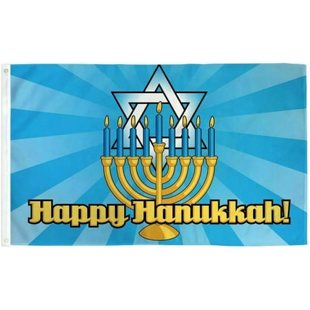 3x5 Happy Hanukkah Flag Jewish Holiday Decoration Banner Party Pennant 100D