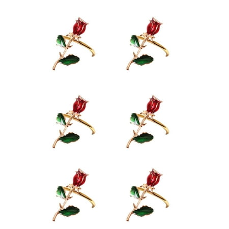 

Gold Napkin Rings Set Of 6 Red Rose Napkin Rings Buckles Alloy Napkin Rings Holders For Wedding Valentine s Day Engagement Candlelight Dinner-Silver-4x5.4x4.4cm