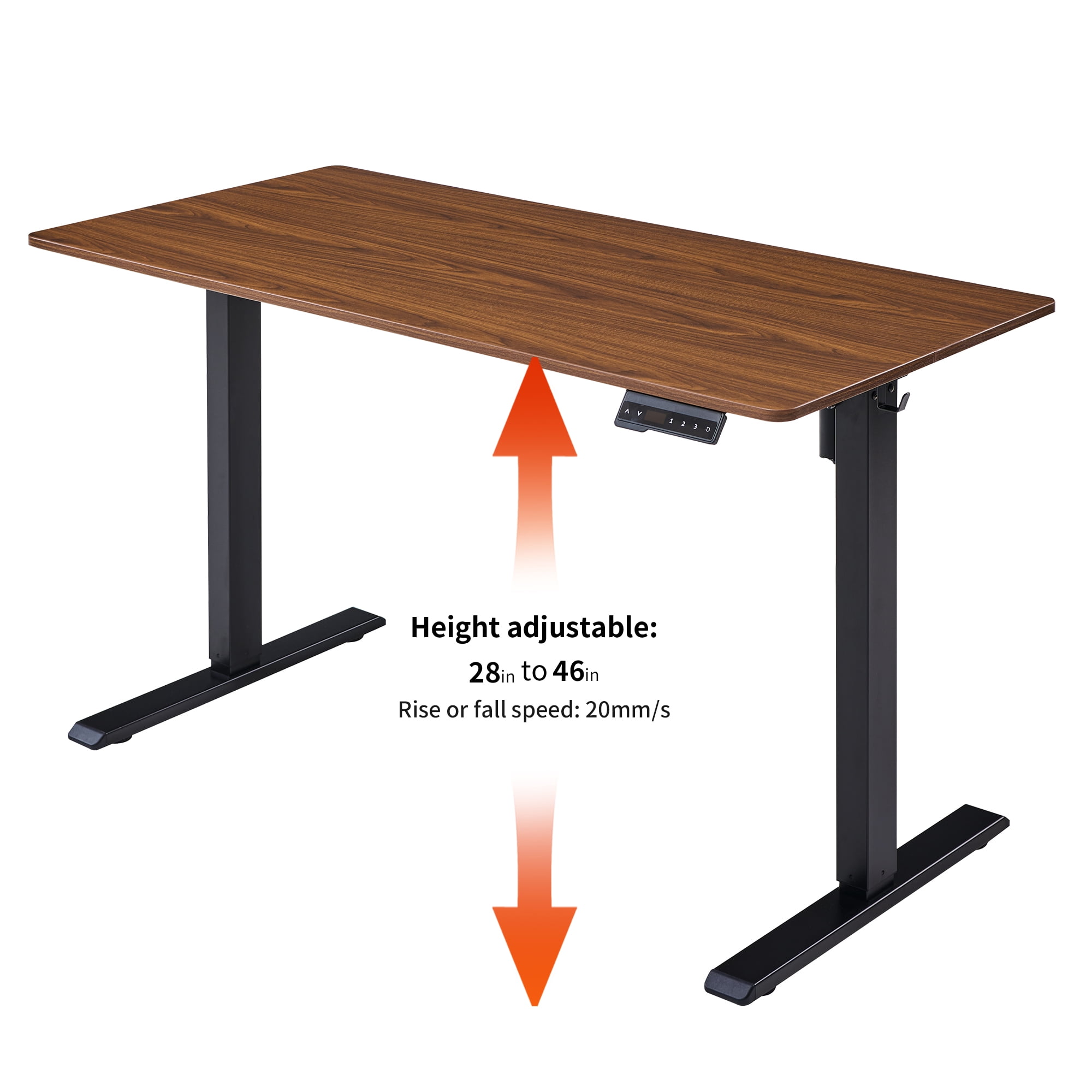 Electric Standing Desk, Adjustable Height Stand up Desk, 24x48 Inches Sit Stand Home Office Desk, Frame/Mahogany Top,Dark Walnut
