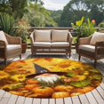 thumbnail image 4 of Round Rugs 5Ft, Fall Gnomes Round Area Rug Washable Indoor Throw Carpet, Thanksgiving Sunflowers Pumpkins Orange Soft Non Slip Circle Rug for Cabinet Bathroom Home Decor Aesthetic, 4 of 8