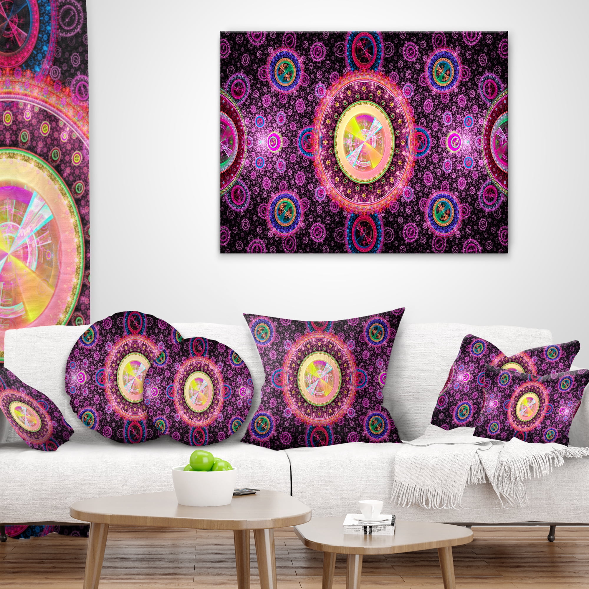 Designart Bright Pink Psychedelic Relaxing Art - Abstract Throw Pillow - 16x16