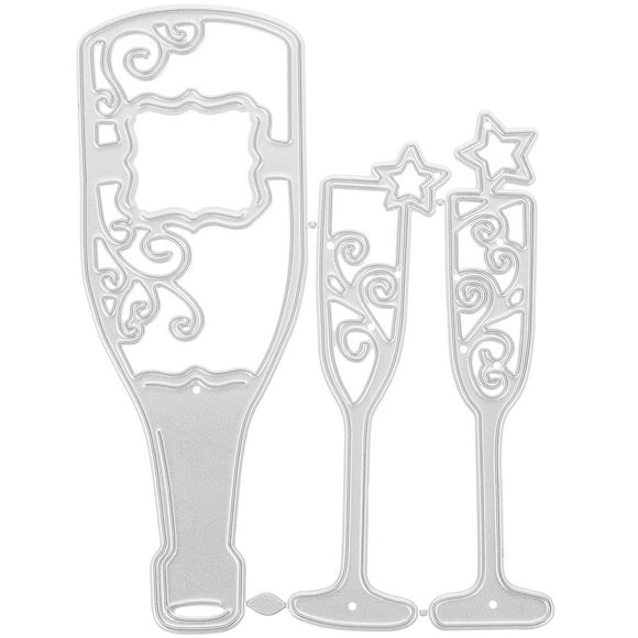 FRCOLOR Photo Frame Cutting Dies 1 set of Metal Cutting Dies Red Wine and Cup Cutting Dies Embossing Dies Kids DIY Supply,4.02"X2.95"X0.04"