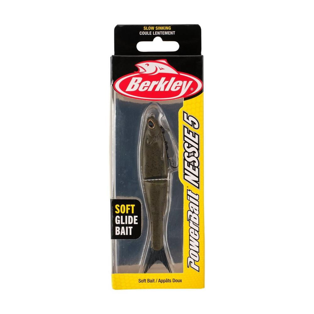 Berkley PowerBait® Nessie Fishing Bait, Green Pumpkin, 7 in, Soft Swimbait