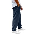 thumbnail image 6 of Nestiefly Men's Corduroy Pants Wide Leg Straight Sweatpants Elastic Waist Drawstring Casual Loose Fit Trousers Plus Size Clothes Navy XL, 6 of 6