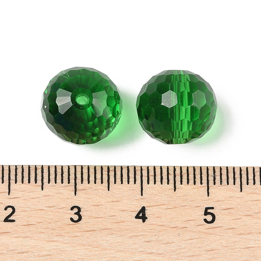 Glass K9 Glass Imitation Austrian Crystal Beads Faceted(128 Facets) Round Green 12mm Hole: 2mm