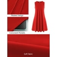 thumbnail image 4 of Chiclily Summer Dresses for Women Loose Sleeveless Pleated Front T-shirt Sundress with Pockets, Red M, 4 of 7