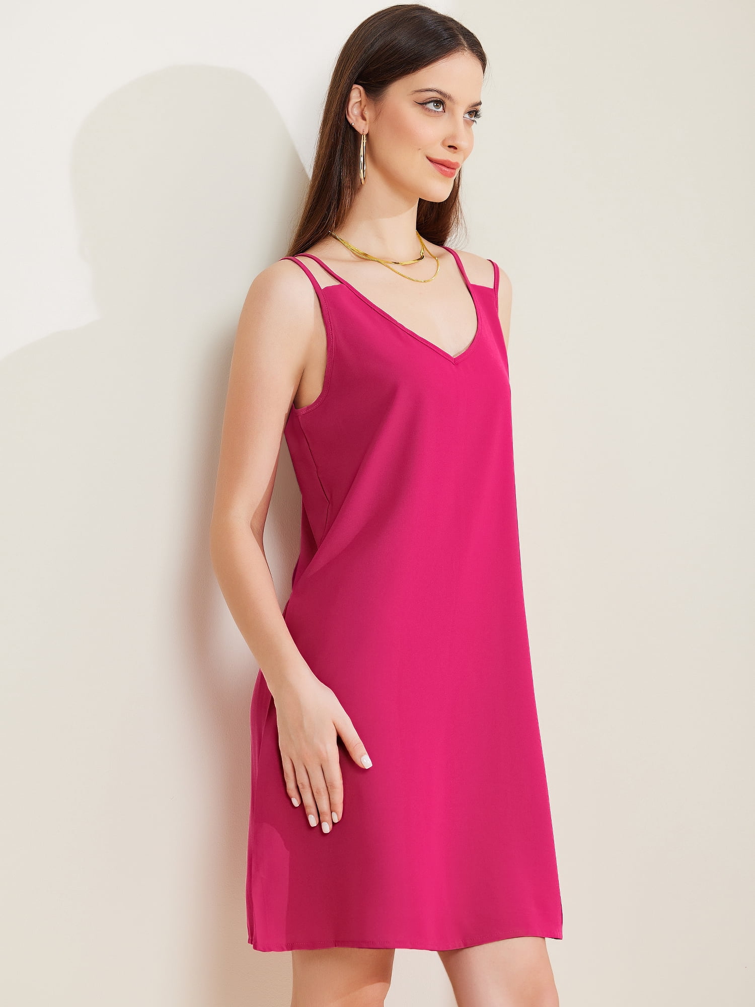 DARING DIVA Women's Mini Dresses Spaghetti Strap Dress M Rose Red