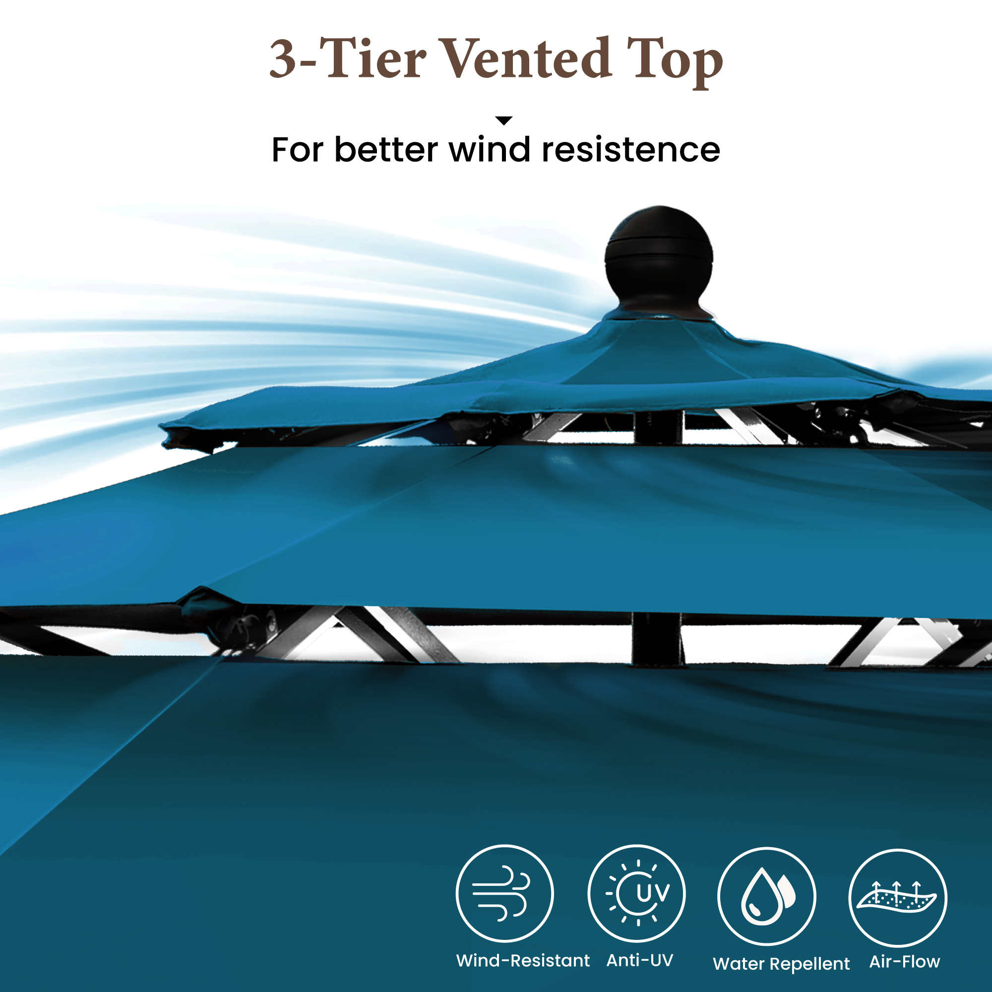 Summit Living 10ft Market Umbrella with Auto-Tilt, Cerulean photo 3