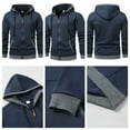 thumbnail image 4 of Men's Sports Sweatshirts Full Zip Casual Loose Daily Cardigan Sweatshirt Solid Color Athletic Work Running Hoodies Navy XXXL, 4 of 4