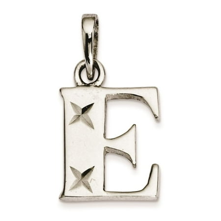 925 Sterling Silver Polished & Diamond-Cut Initial Letter 'E' Charm Pendant
