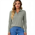 thumbnail image 4 of Women's Polo Shirts Long Sleeve Button Down Golf Shirt Quick Dry Protection Lightweight Tennis Shirts Light Gray M, 4 of 4