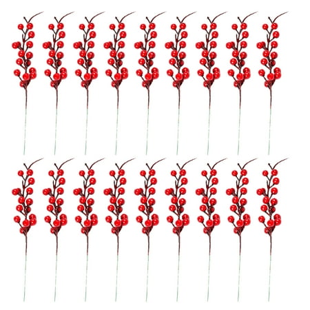 

20pcs Artificial Red Berry Fake Berry Branches Xmas Tree Wreath Flower Arrangement Decor