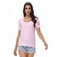 thumbnail image 5 of Women's Puff Sleeve Square Neck T-Shirt Loose Casual Short Sleeve Elegant Business Work Shirt Summer T-Shirt, 5 of 6