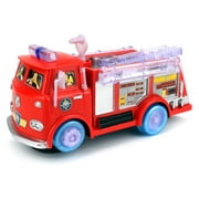 Rescue City Fire Battery Operated Children Kid's Bump and Go Toy Fire Truck w/ Flashing Lights, Sounds