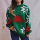 thumbnail image 2 of Suéter navideño de punto grueso de manga larga con cuello redondo y jacquard con diseño de árbol de Navidad para otoño e invierno para mujer, 2 of 5