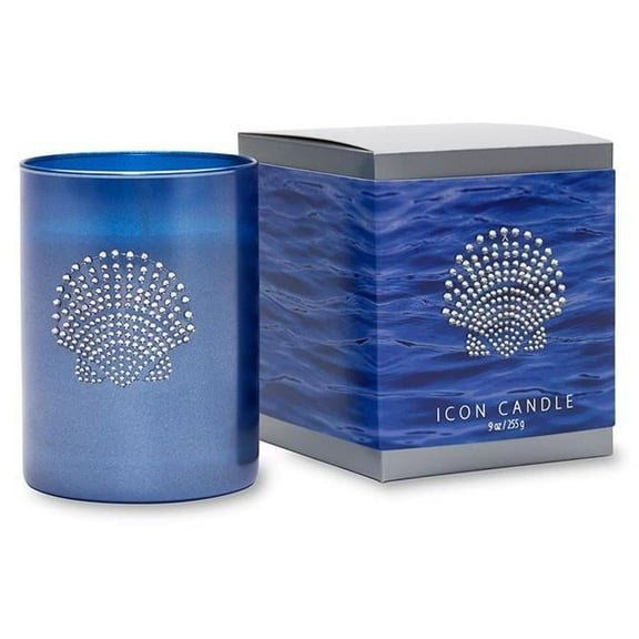 Primal Elements  Seashell 9.5 oz. Icon Candle in Blue Glass