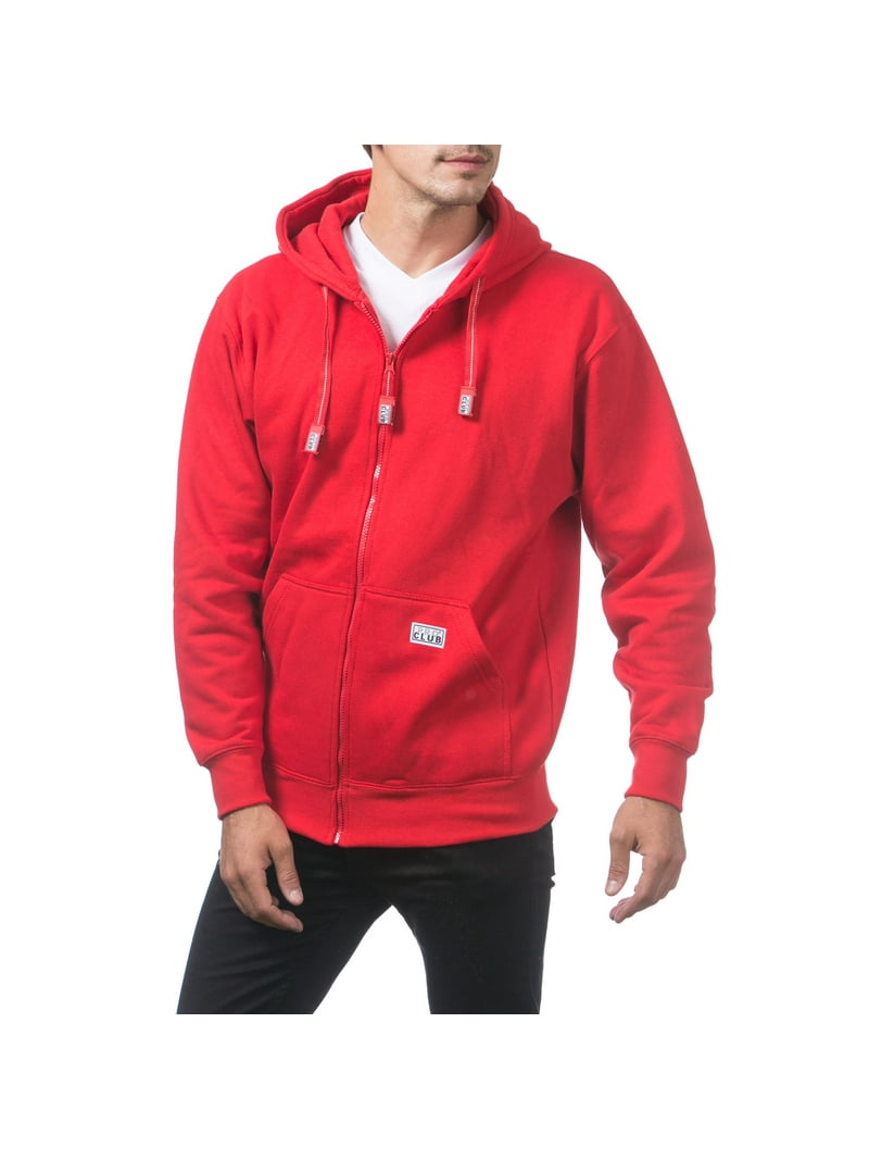 Pro Club Men's Heavyweight Full Zip Fleece Hoodie, Red, 7X