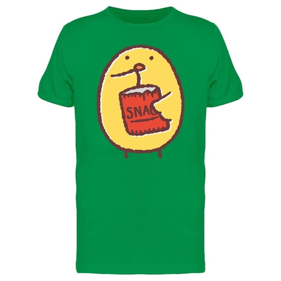 Cute Chicken Eating Noodle Snack Tee Men's -Image by Shutterstock