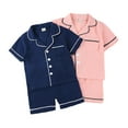 thumbnail image 2 of Girl Boy Short Sleeve Pjs 2 Piece Nightwear Button-Down Sleepwear for 2-7 Year, 2 of 7