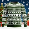 thumbnail image 2 of Christmas Sweatshirt for Men Cute Graphic Tops Ribbed Knit Sweatshirt Casual Soft Warm Pullover Winter Outdoor Activities Holiday Crewneck Long Sleeve Pullover Top Dark Green S, 2 of 3