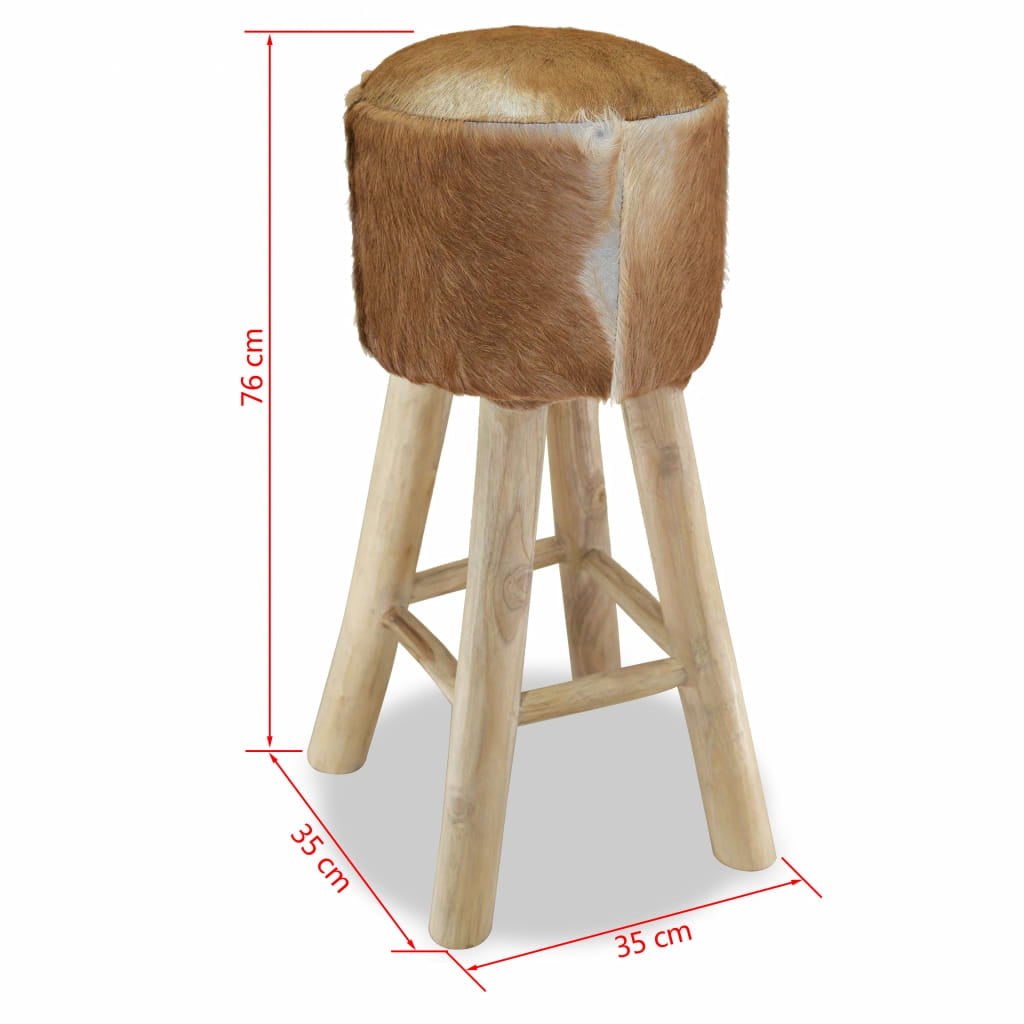 Kepooman 13.7" Modern Rustic Round Armless Bar Stool for Pub Home, Beige