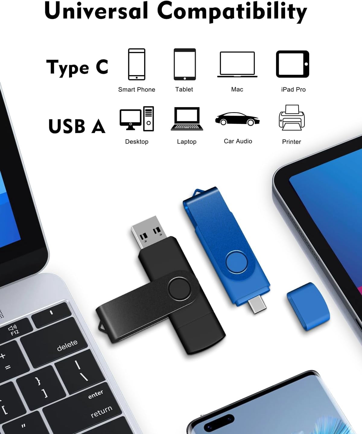 512GB Type C 3.1 USB Flash Drive-2 in 1 Thumb Drive with USB A and Type C Port-Compatible with Mac Pro/Laptops/PC Transfer Data(512GB 1PCS Black)