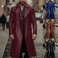 thumbnail image 2 of Aihuaihua Mens Leather Trench Coat Full Length Retro Steampunk Long Overcoat Vintage Open Front Cardigan Jacket Red XXL, 2 of 10
